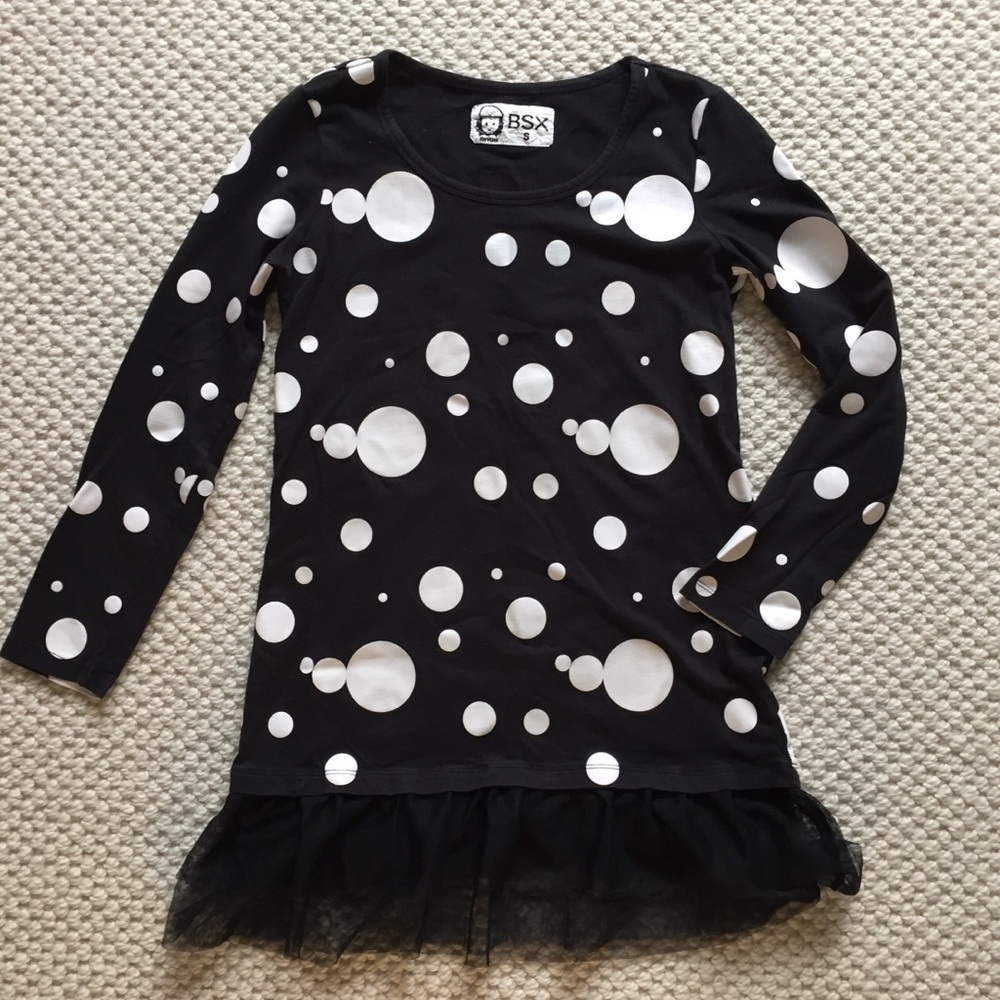 Last chance! Adorable BSX black tunic with white polka dots